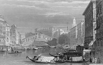 Die Rialtobrücke, Venedig, graviert von Edward Finden, ca. 1830 von Samuel Prout